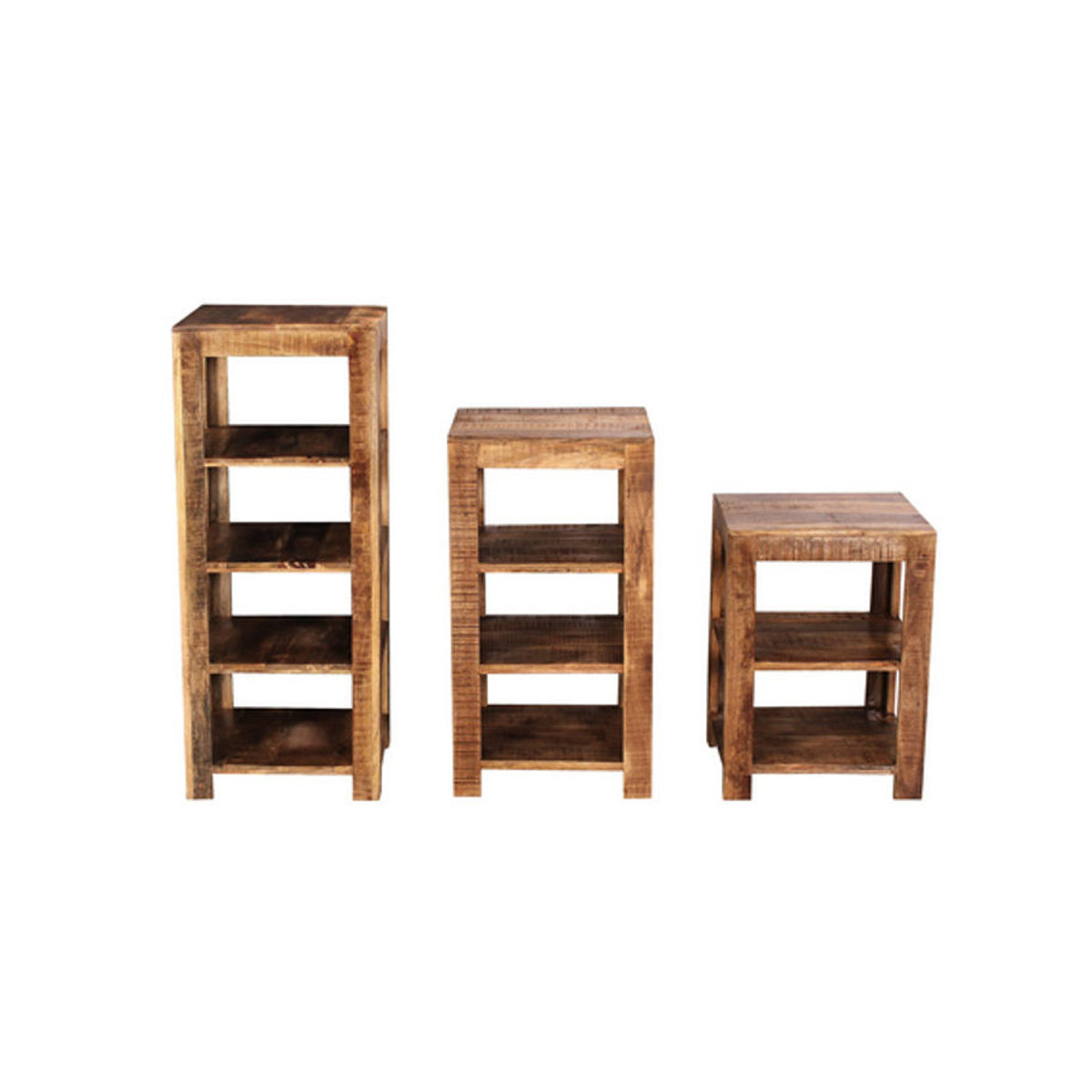 Möbilia Holzregal im Industrial Design mit 3 Fachböden in Natur und Beige, freistehend - Bild 1