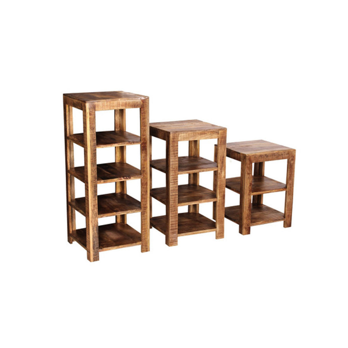 Möbilia Holzregal im Industrial Design mit 3 Fachböden in Natur und Beige, freistehend - Bild 2