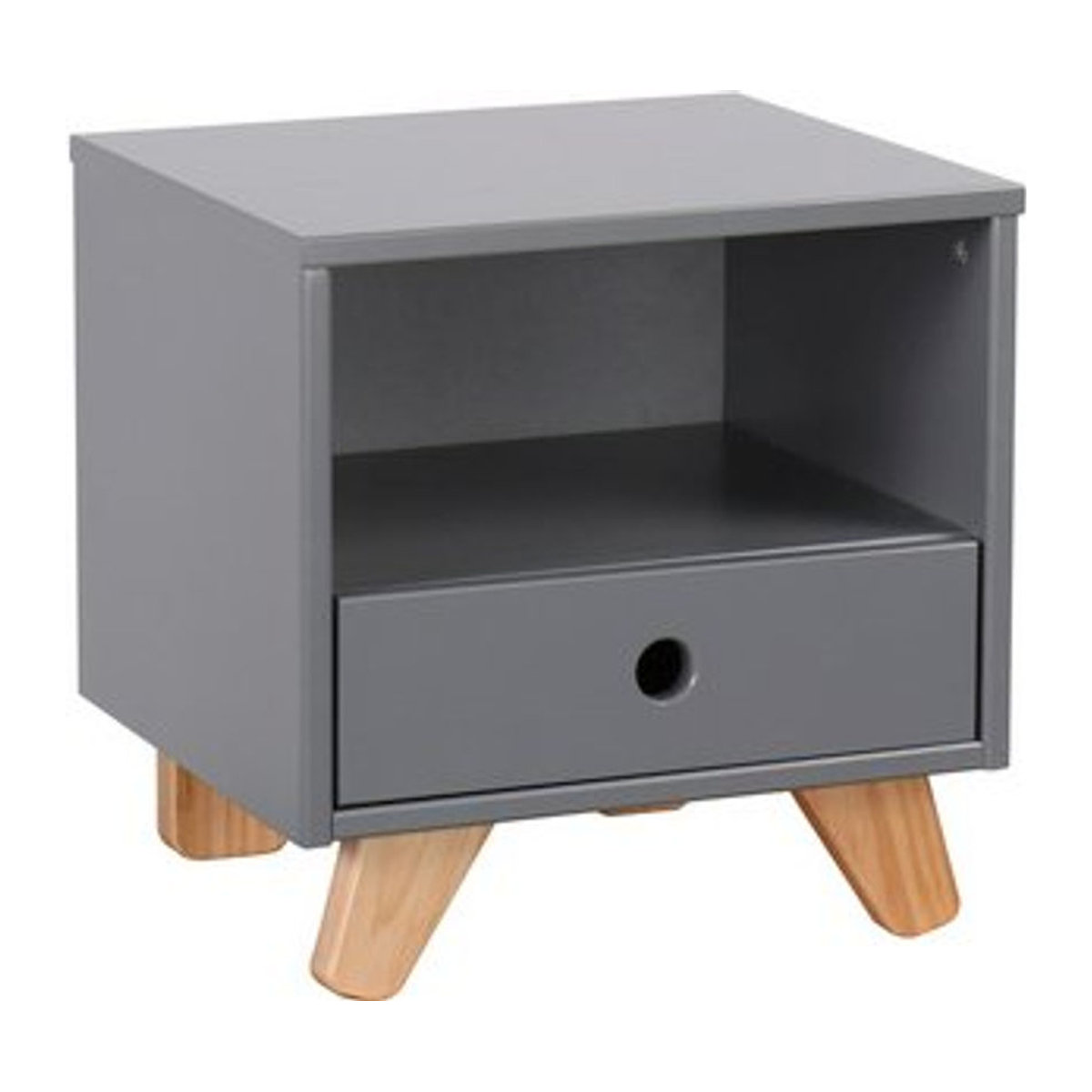 Möbilia Nachttisch in Skandinavischem Design aus Holz und MDF, Grau/Natur - Bild 1