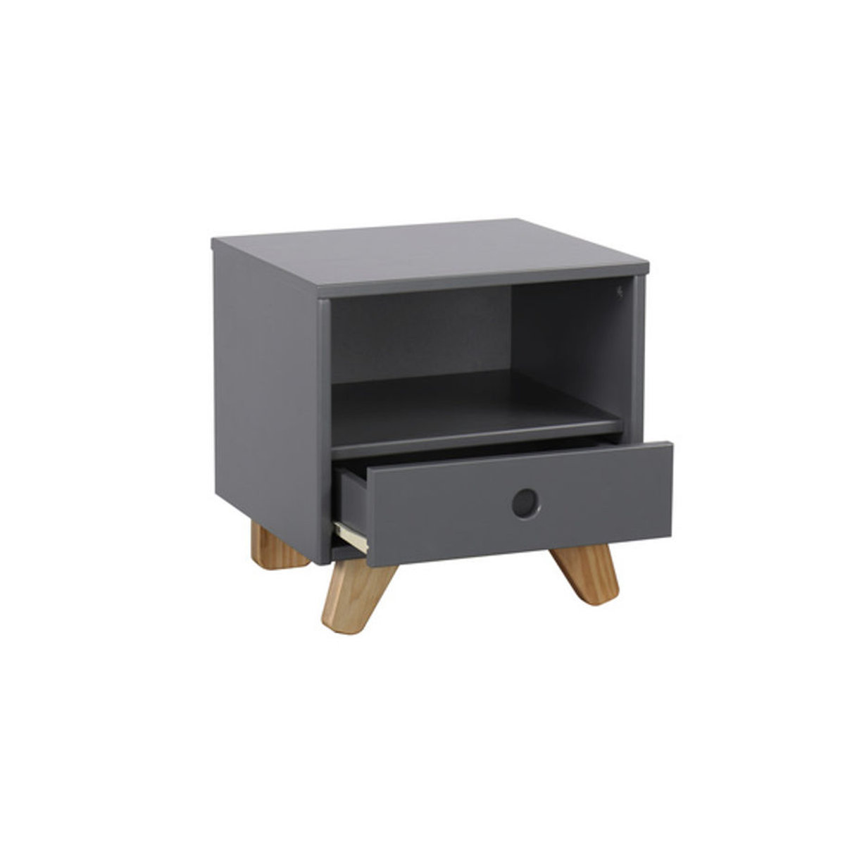 Möbilia Nachttisch in Skandinavischem Design aus Holz und MDF, Grau/Natur - Bild 3