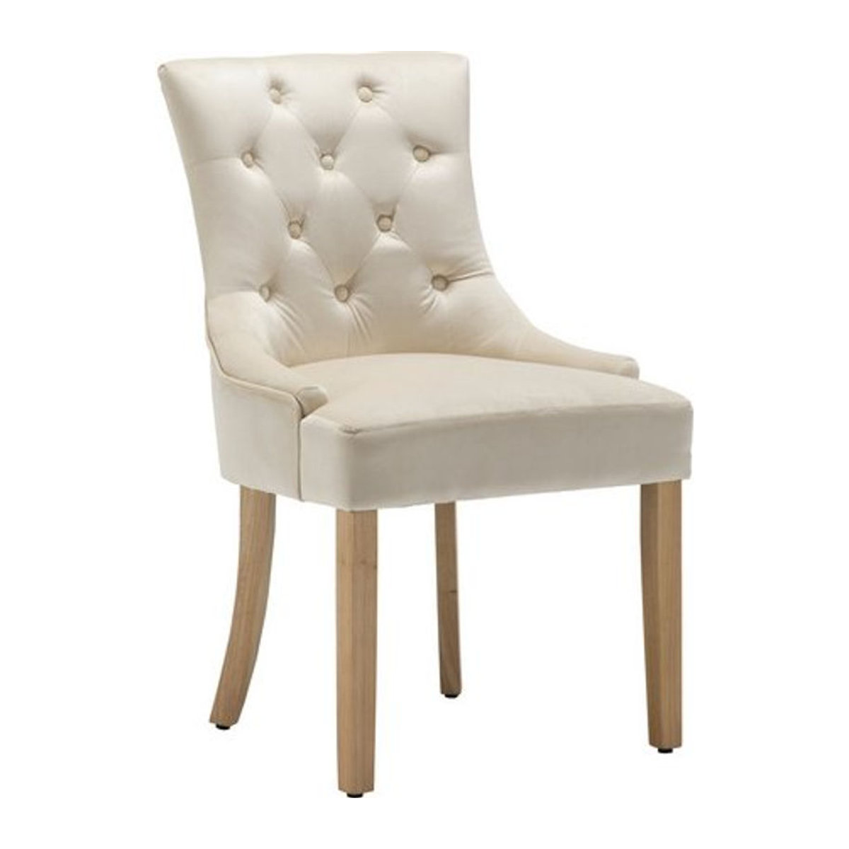 Möbilia Polsterstuhl aus Samt und Holz in Beige und Natur, Set 2 Stück, Höhe: 91 cm - Bild 1