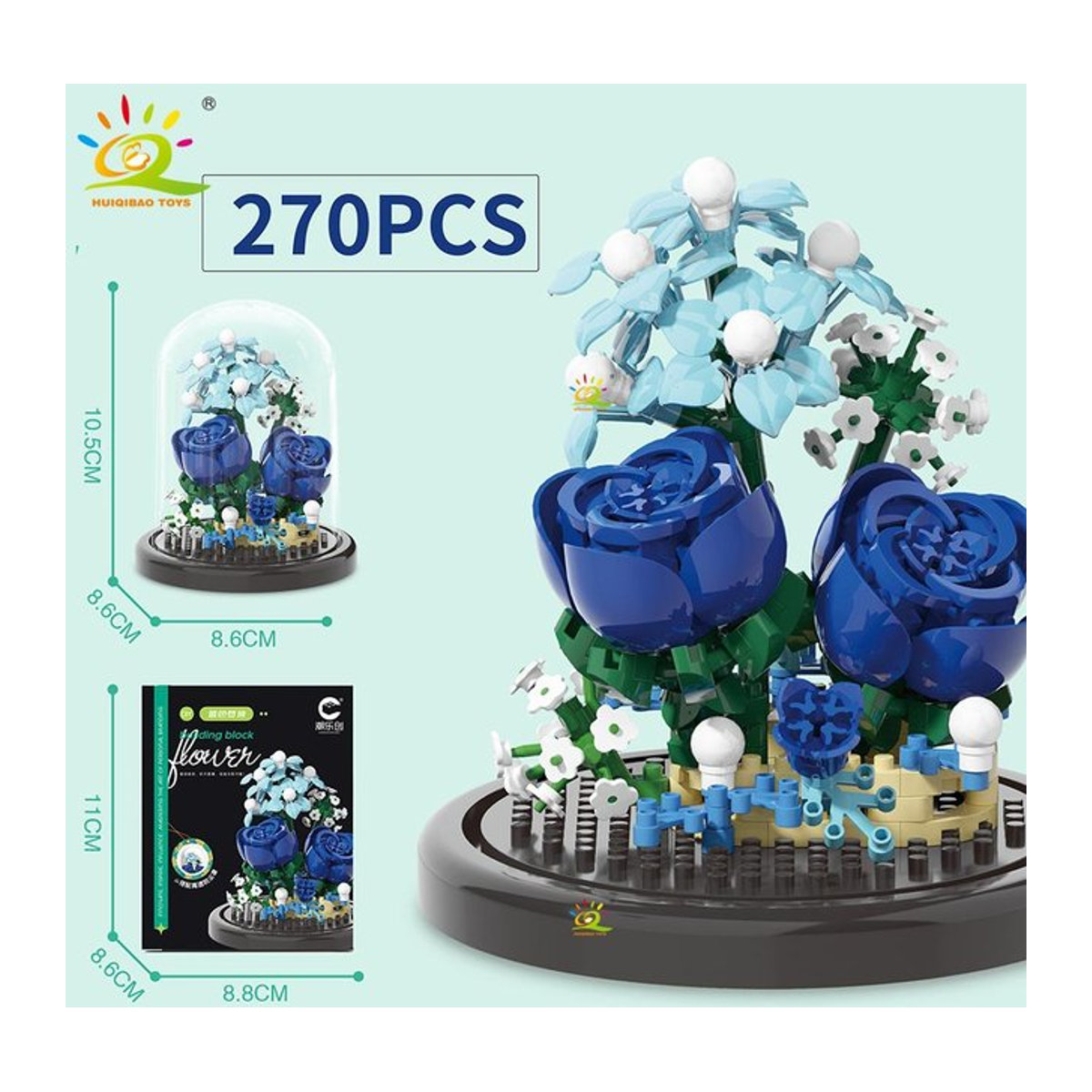 Moc Ewiger Blumenstrauß DIY Mikro-Bausteine Blumenmodell aus ABS-Kunststoff in Multicolor zur Tischdekoration für Kinder und Erwachsene - Bild 1