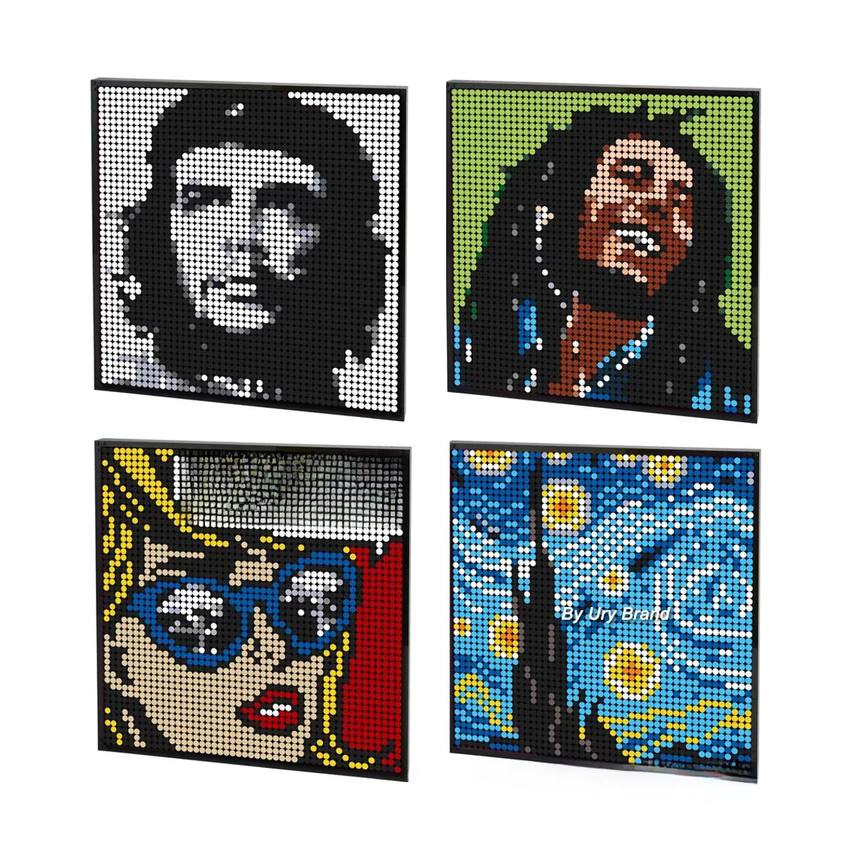 MOC Pixel Kunst Sternennacht Mosaik Wandbild als DIY Baustein Set mit 2488 Teilen, mehrfarbig, quadratisch - Bild 6