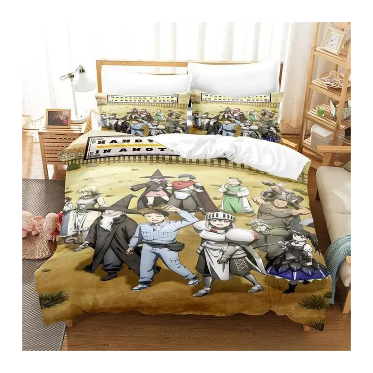 Mode Handwerker Saitou in einer anderen Welt Bettwäsche-Set mit 3D-Anime-Print, dreiteiliges Set für Erwachsene und Kinder, Breite: 70 cm, Länge: 133 cm - Bild 1