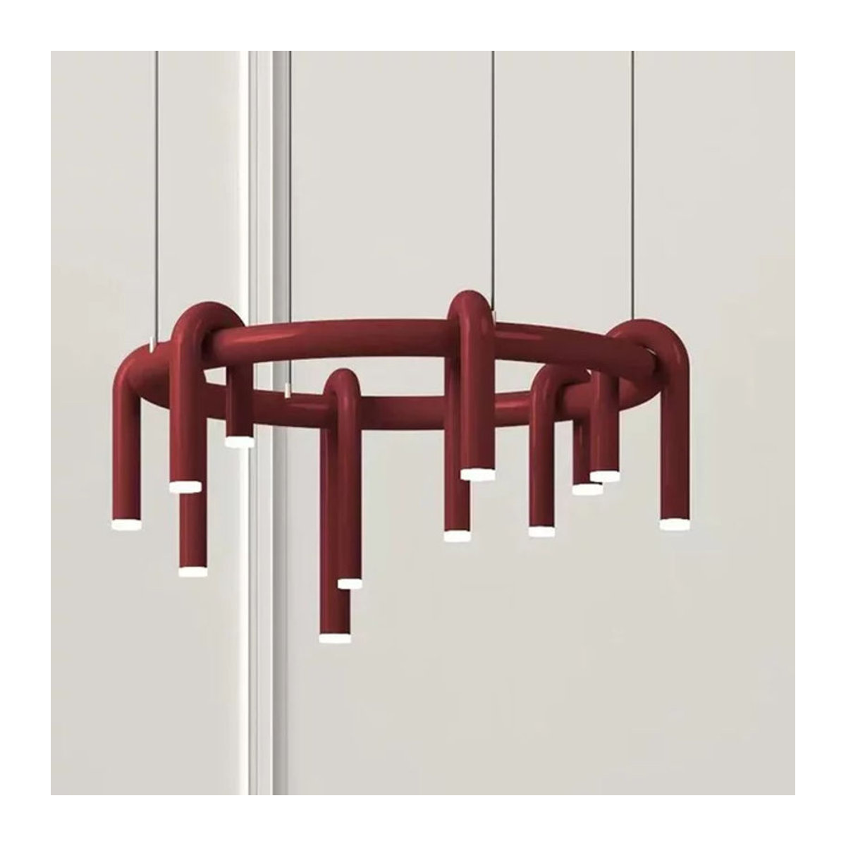 Modern Designer U-förmiger Kronleuchter von TAONUANSHU aus Metall in Rot und Schwarz mit höhenverstellbarem Kabel für Esszimmer, Küche, Bar oder Restaurant - Bild 1