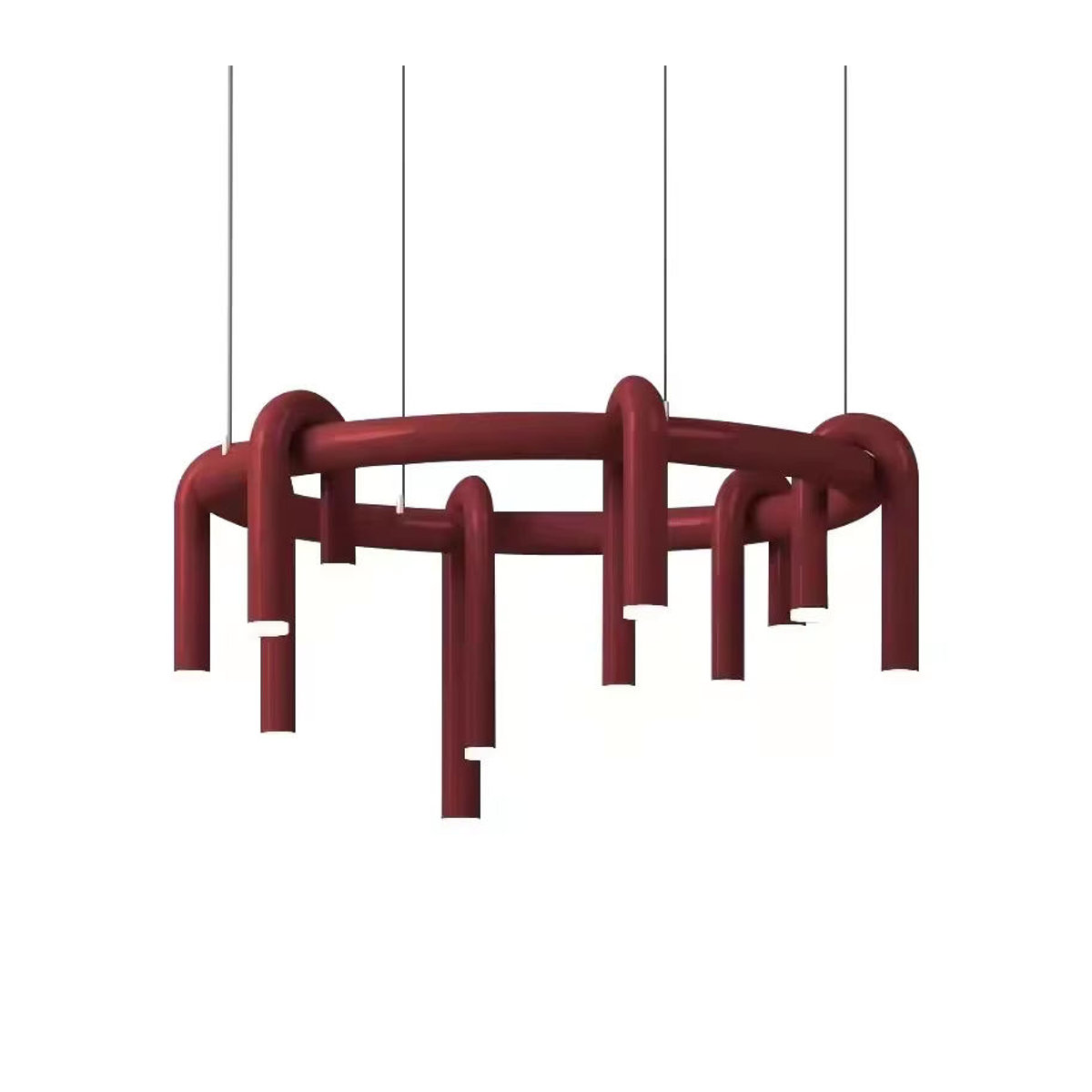 Modern Designer U-förmiger Kronleuchter von TAONUANSHU aus Metall in Rot und Schwarz mit höhenverstellbarem Kabel für Esszimmer, Küche, Bar oder Restaurant - Bild 3