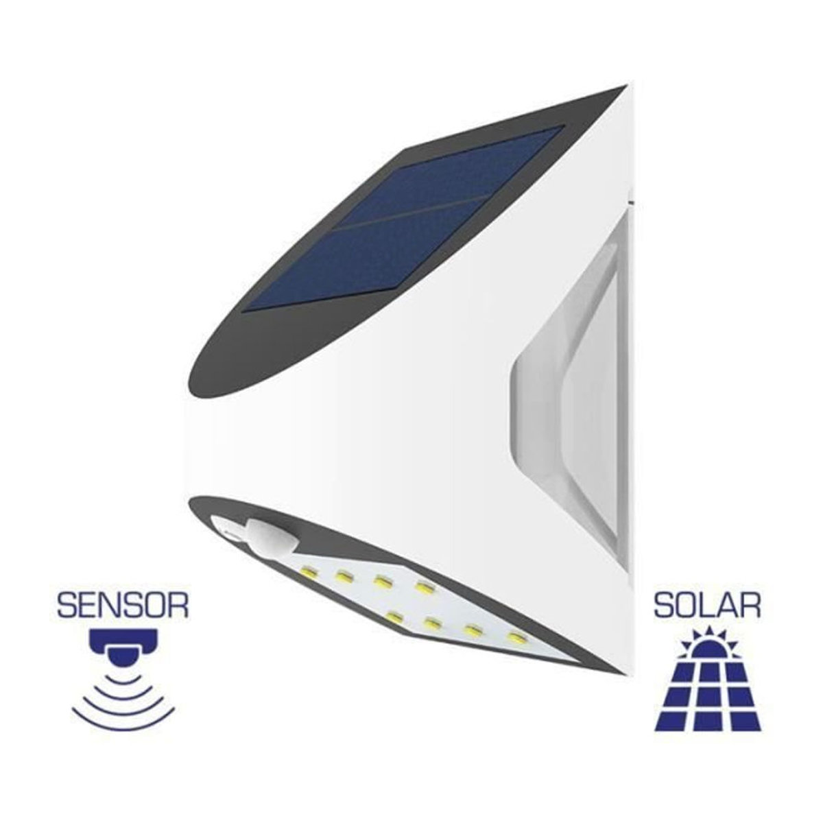Modern LED Solar Wandleuchte mit Bewegungsmelder IP54 in Weiß - Bild 1