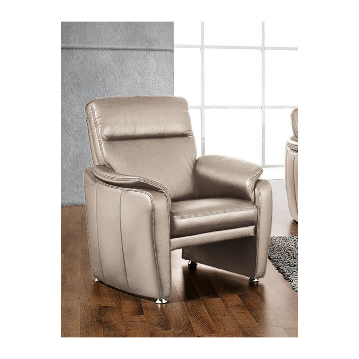 Modern Loungesessel Elastoform STEVE aus Echtleder in Beige Taupe Meliert - Bild 1