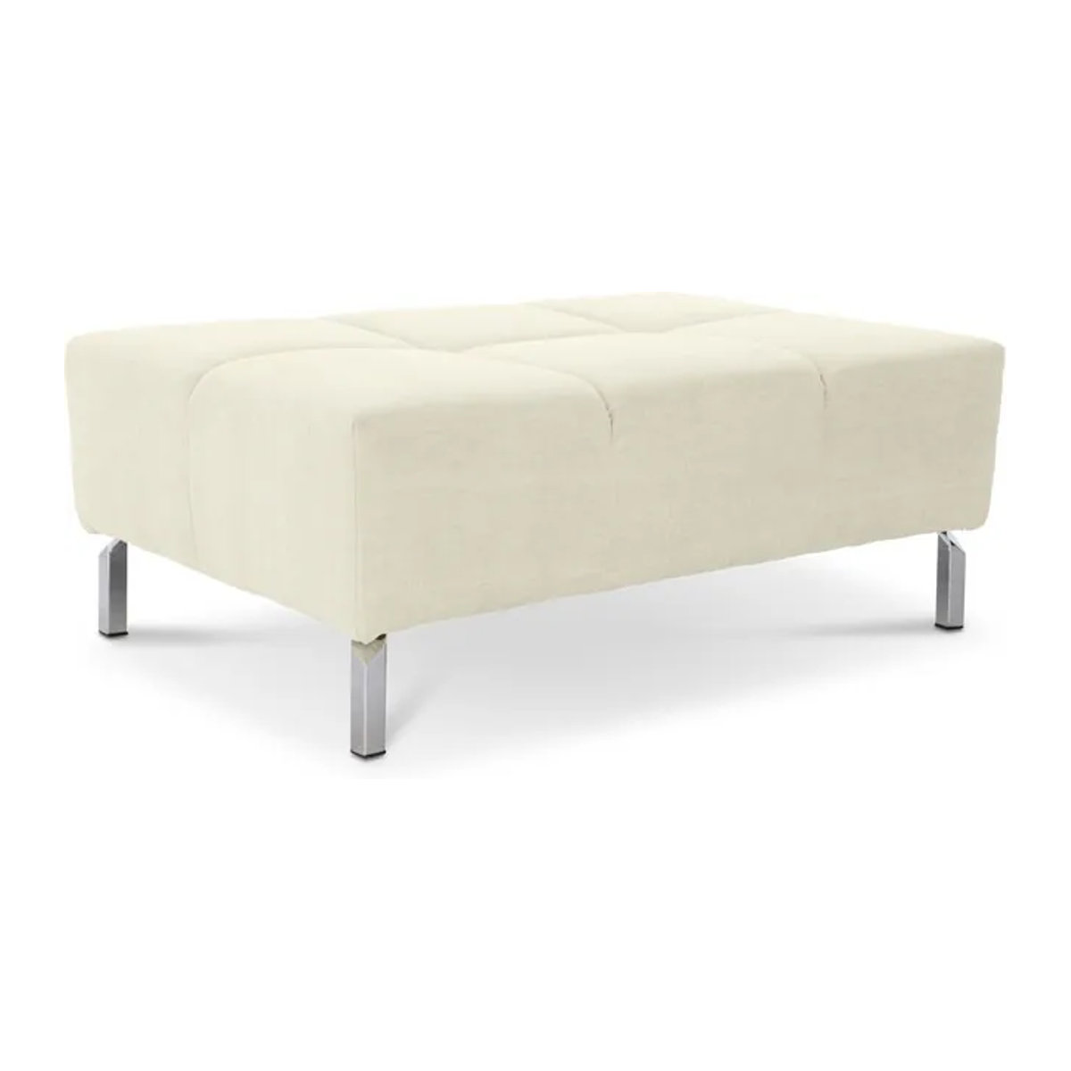 Modern Polsterhocker Sitzbank CATELYN 2.0 von LOFT by Ostermann in Beige mit Chrom-Details und Stoffbezug aus Baumwolle und Leinen - Bild 1