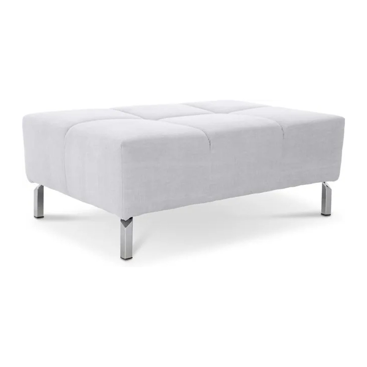 Modern Polsterhocker Sitzbank CATELYN 2.0 von LOFT by Ostermann in Grau mit Chrom-Details und Stoffbezug aus Baumwolle und Leinen - Bild 1