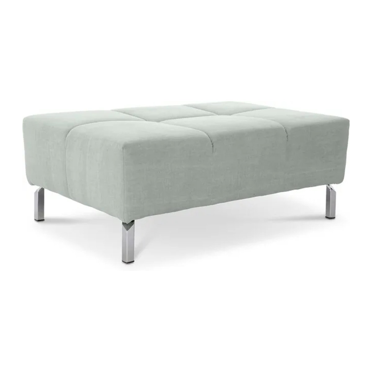 Modern Polsterhocker Sitzbank CATELYN 2.0 von LOFT by Ostermann in Grün mit Chrom-Details und Stoffbezug aus Baumwolle und Leinen - Bild 1
