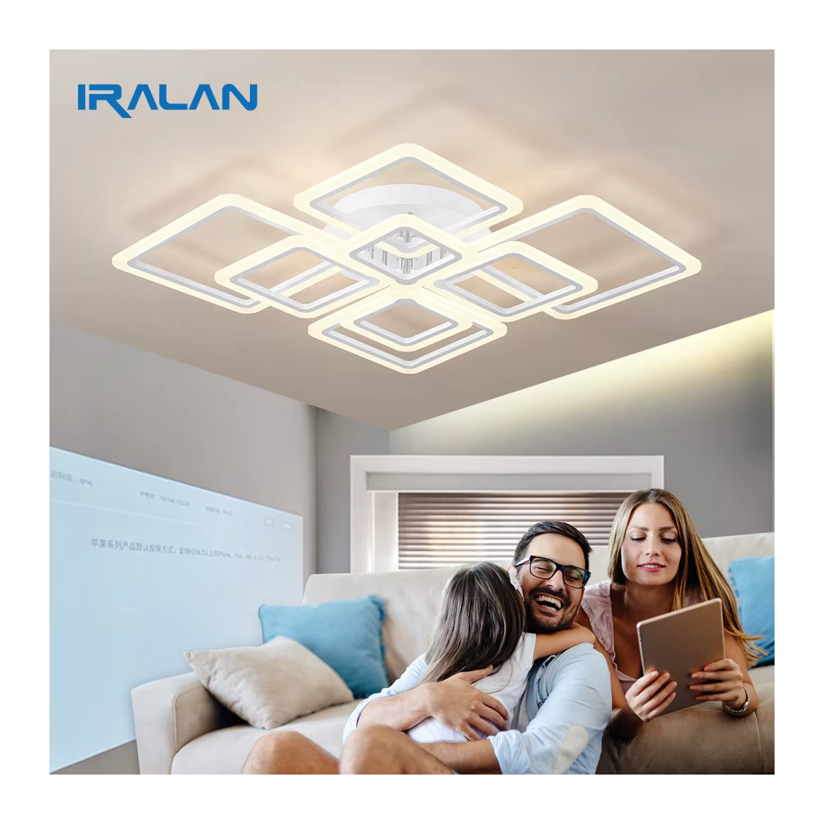 Moderne Acryl Kronleuchter Deckenlampe von IRALAN in Weiß für Wohnzimmer, Schlafzimmer und Esszimmer - Bild 2