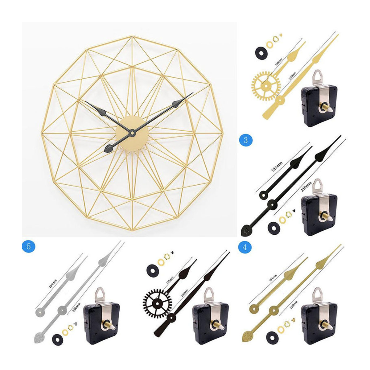 Moderne analoge Wanduhr aus Kunststoff in Schwarz mit Quarzwerk und unregelmäßig rechteckigem Design - Bild 5