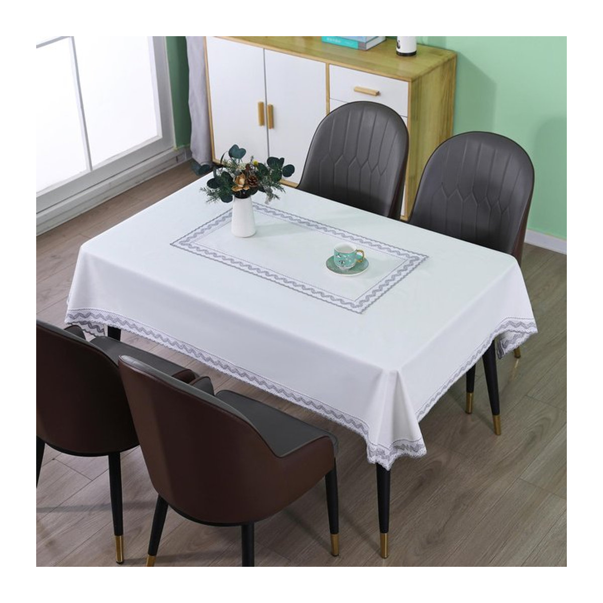 Moderne Baumwoll-Tischdecke von Your Warm Home in Grau-Braun für Esszimmer und Teetisch, B/T: 60 x 60 cm - Bild 1