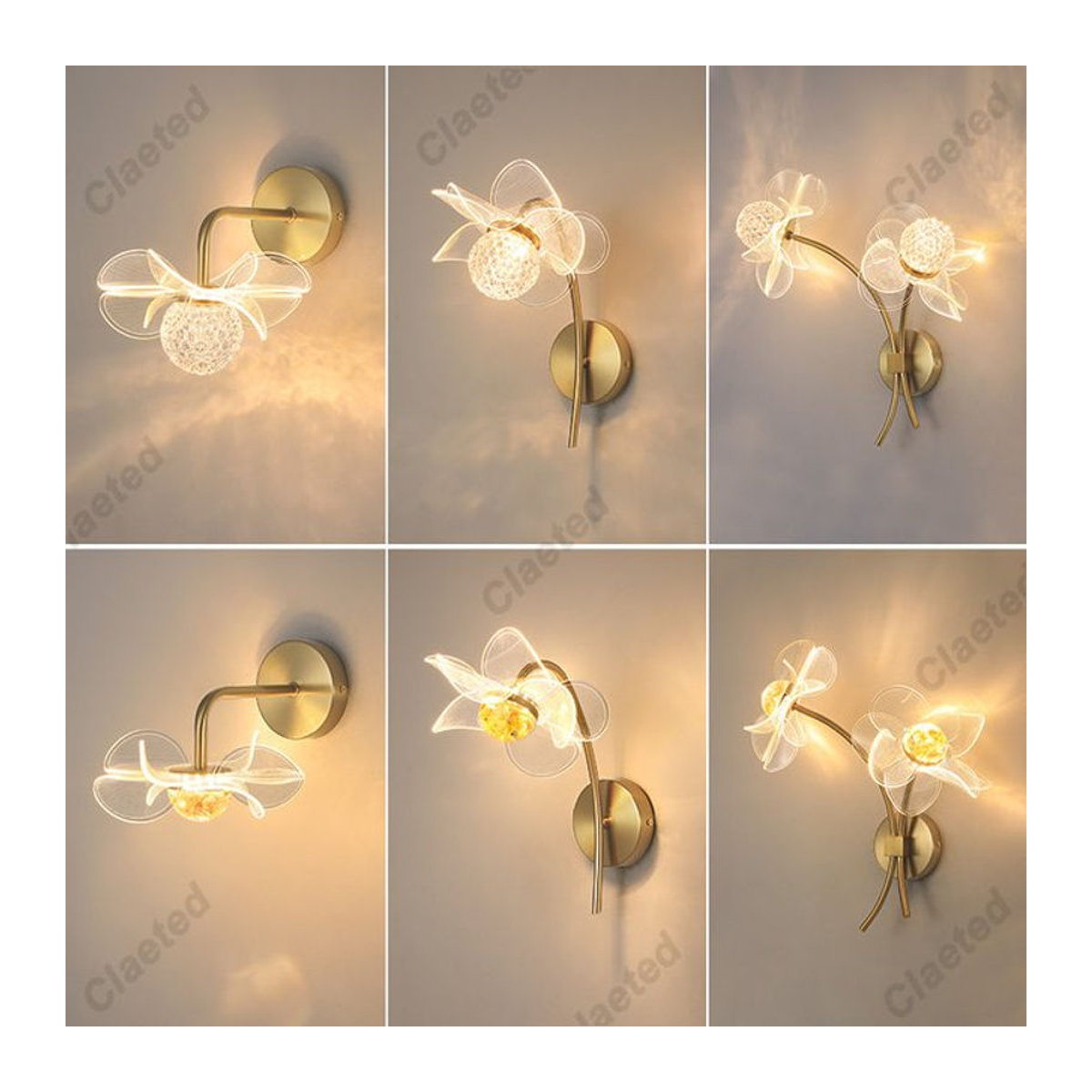 Moderne Blumen Wandlampe aus Metall von Claeted für Wohnzimmer, Schlafzimmer und Flur - Bild 1