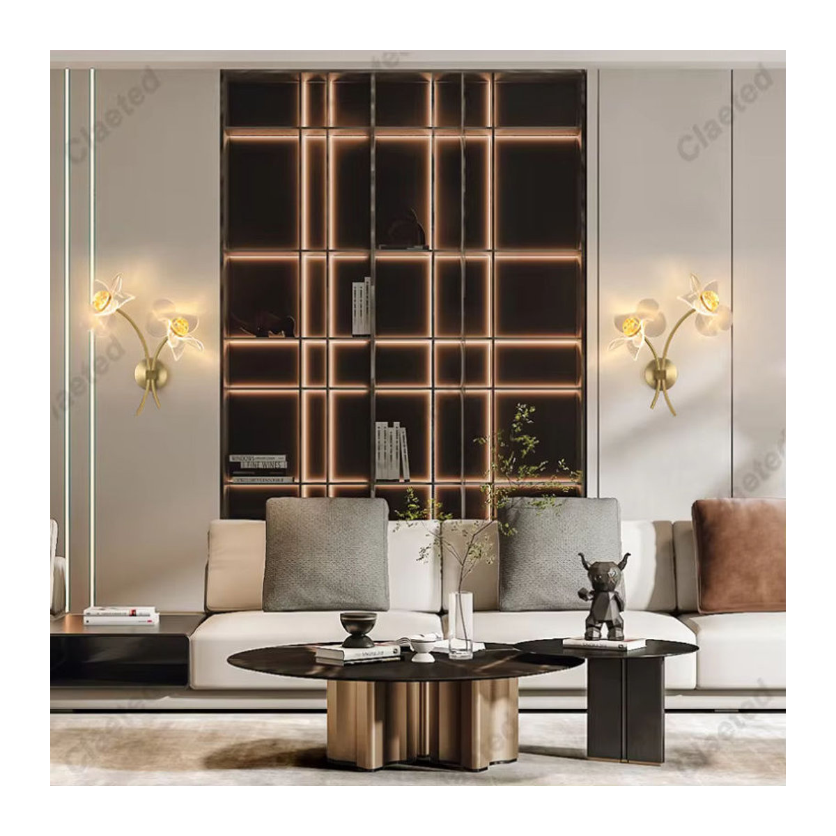 Moderne Blumen Wandlampe aus Metall von Claeted für Wohnzimmer, Schlafzimmer und Flur - Bild 2