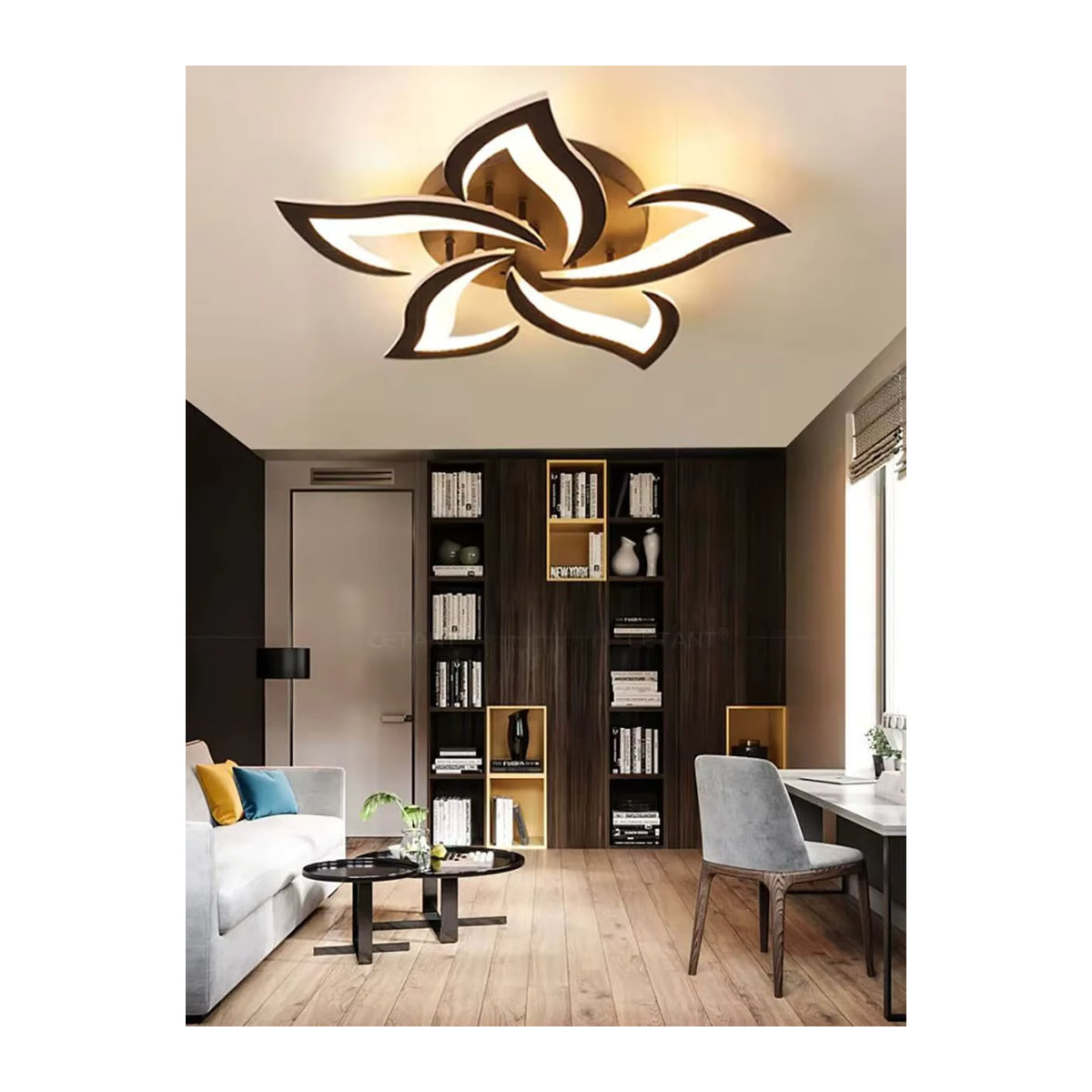 Moderne CETANT LED-Deckenleuchte in Blütenblattform in Schwarz oder Weiß mit integriertem LED-Licht - Bild 5