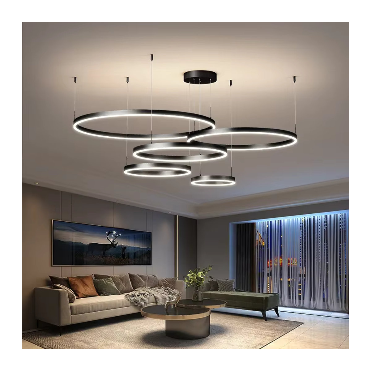 Moderne DAMIASMIL LED-Pendelleuchte in Ringform für Wohnzimmer, Esszimmer und Schlafzimmer - Bild 3