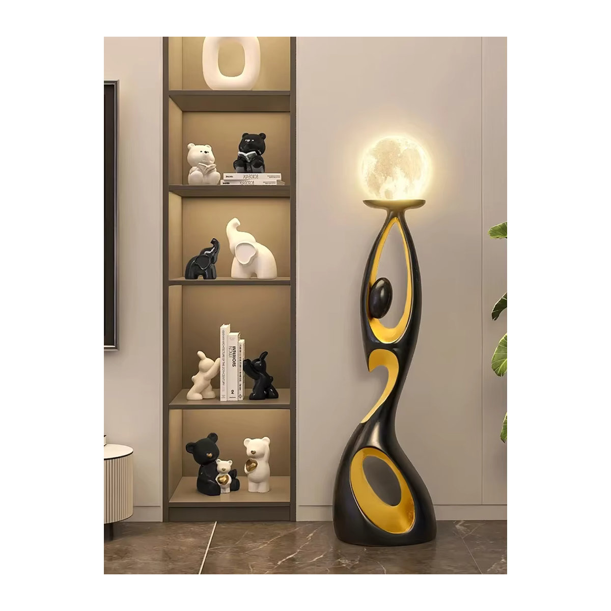 Moderne dimmbare Standleuchte von MZISOSOD im Loft-Stil, Schwarz/Weiß - Bild 2
