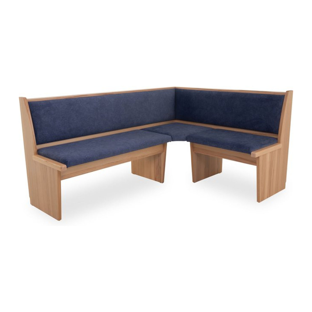 Moderne Eckbank Elastoform SILAS in Blau mit Buchegestell und Polyester-Stoffbezug - Bild 1