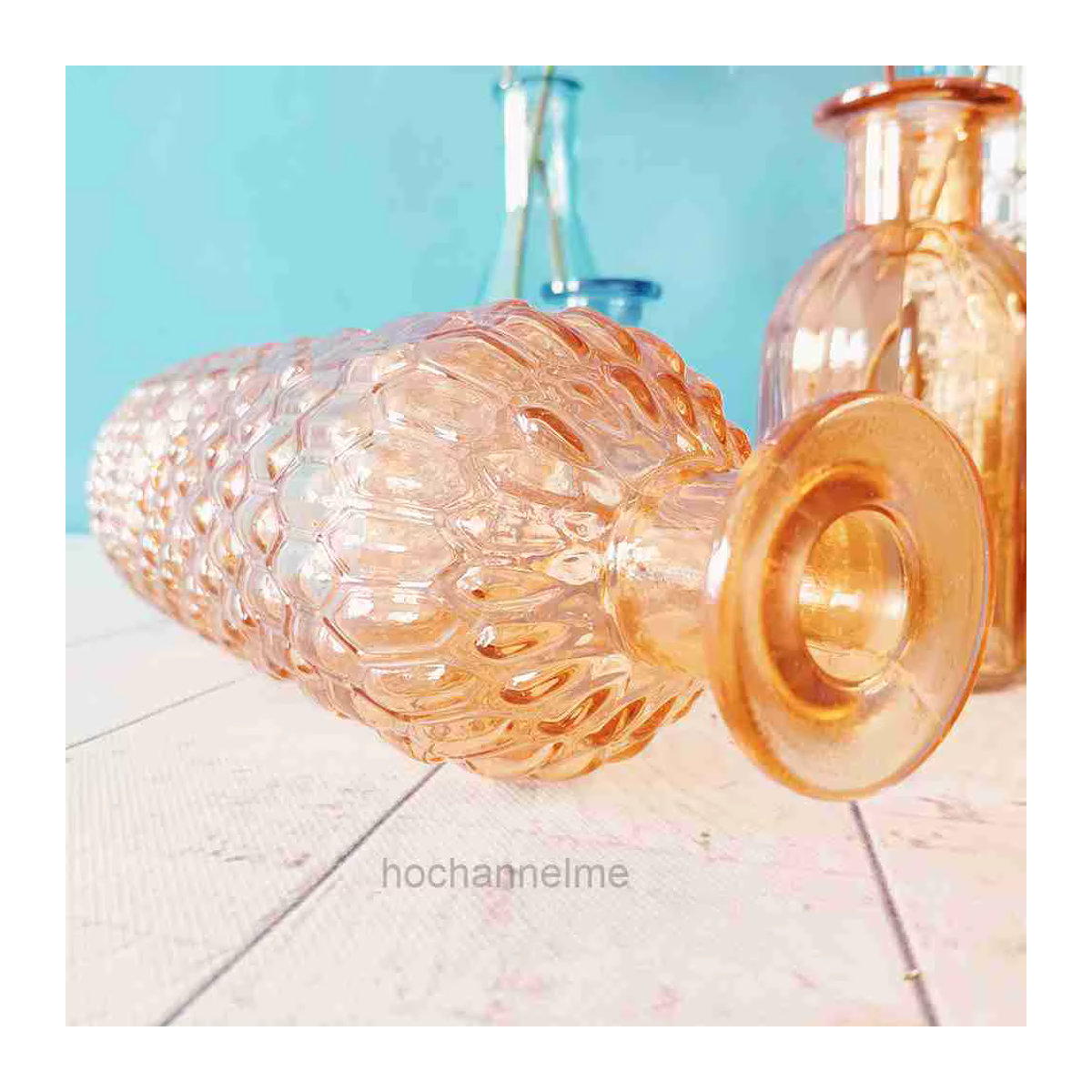 Moderne Glas Vase von HOCHANNELME in Grün und Mehrfarbig für Schnittblumen und als dekoratives Terrarium - Bild 3