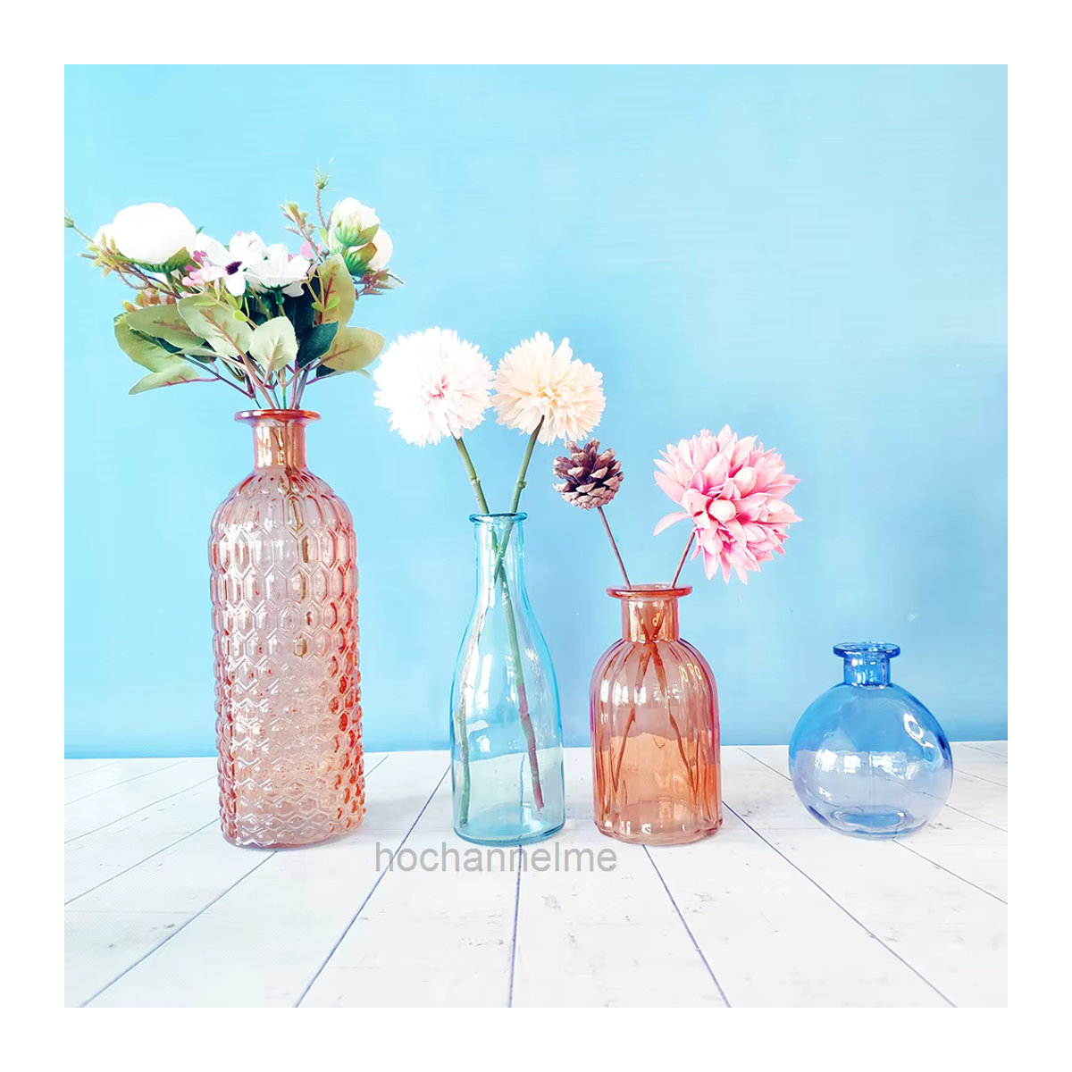 Moderne Glas Vase von HOCHANNELME in Grün und Mehrfarbig für Schnittblumen und als dekoratives Terrarium - Bild 4