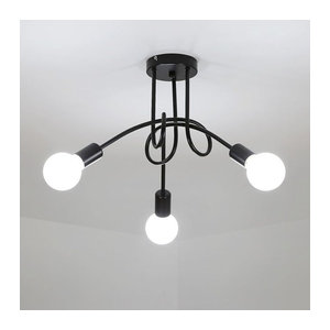 Moderne Industrie Deckenlampe aus Metall in Schwarz mit 3 E27 Fassungen