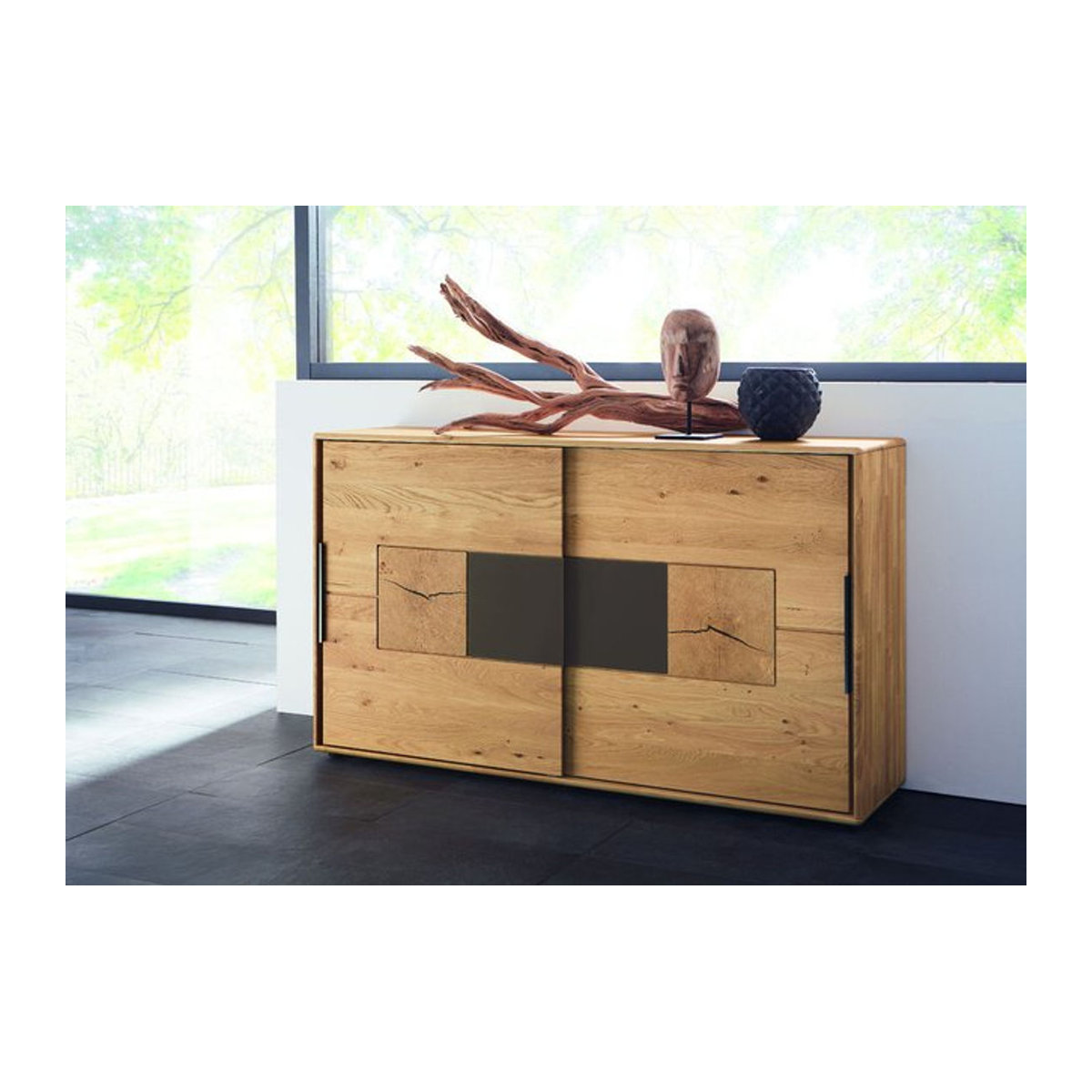 Moderne Kommode WÖSTMANN WSM 1600 in Eiche Natur und Braun, B/H/T: 164 x 80 x 44,2 cm - Bild 1