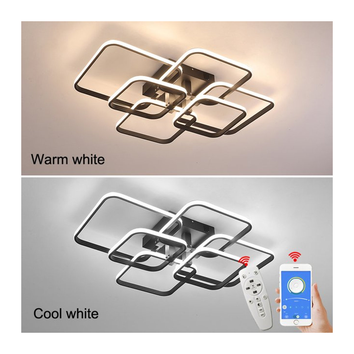 Moderne LED Deckenlampe NEO Gleam in Weiß mit Fernbedienung und App-Steuerung für Wohnzimmer und Schlafzimmer - Bild 1