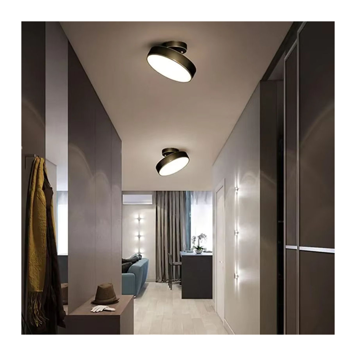 Moderne LED-Deckenlampe von DARHYN in Gold und Schwarz mit Acryl-Elementen und kaltweißem Licht für Wohnzimmer und Schlafzimmer - Bild 2