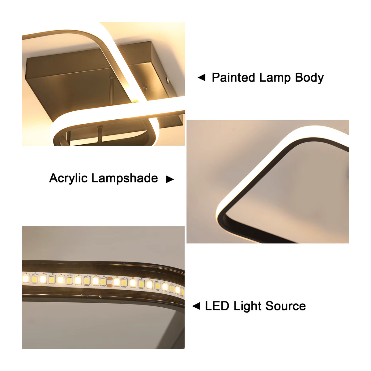 Moderne LED-Deckenleuchte in Schwarz mit Fernbedienung, 50 W, 5600 lm, dimmbarer LED-Kronleuchter aus Acryl mit einstellbarer Helligkeit und Farbtemperatur 3000 K–6500 K - Bild 5