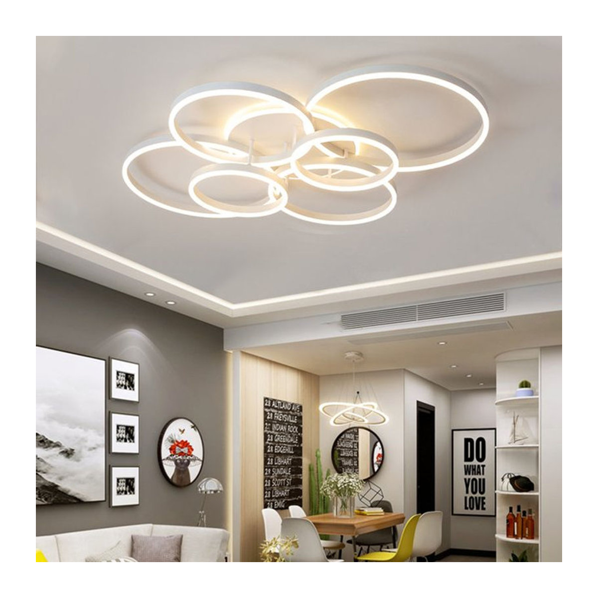 Moderne LED-Deckenleuchte IRALAN als runder Kronleuchter aus Acryl in Weiß - Bild 1