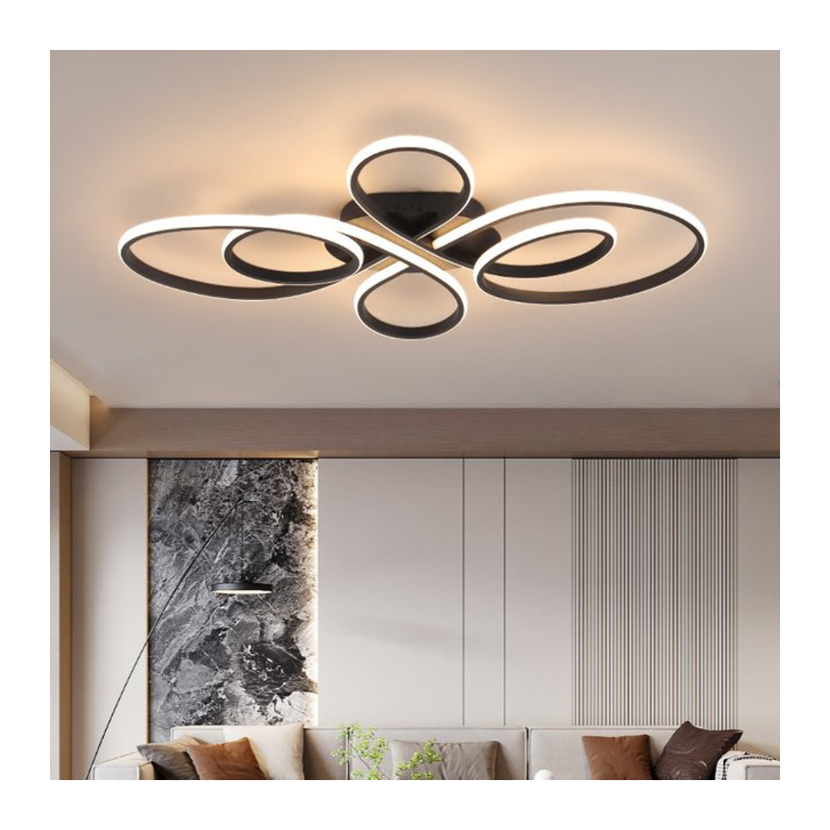 Moderne LED-Deckenleuchte NEO Gleam in Schwarz/Weiß für Wohnzimmer, Schlafzimmer und Küche - Bild 1