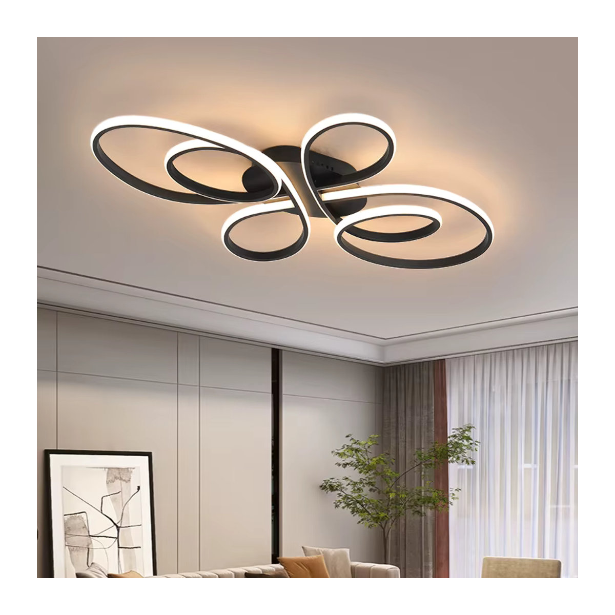 Moderne LED-Deckenleuchte NEO Gleam in Schwarz/Weiß für Wohnzimmer, Schlafzimmer und Küche - Bild 2