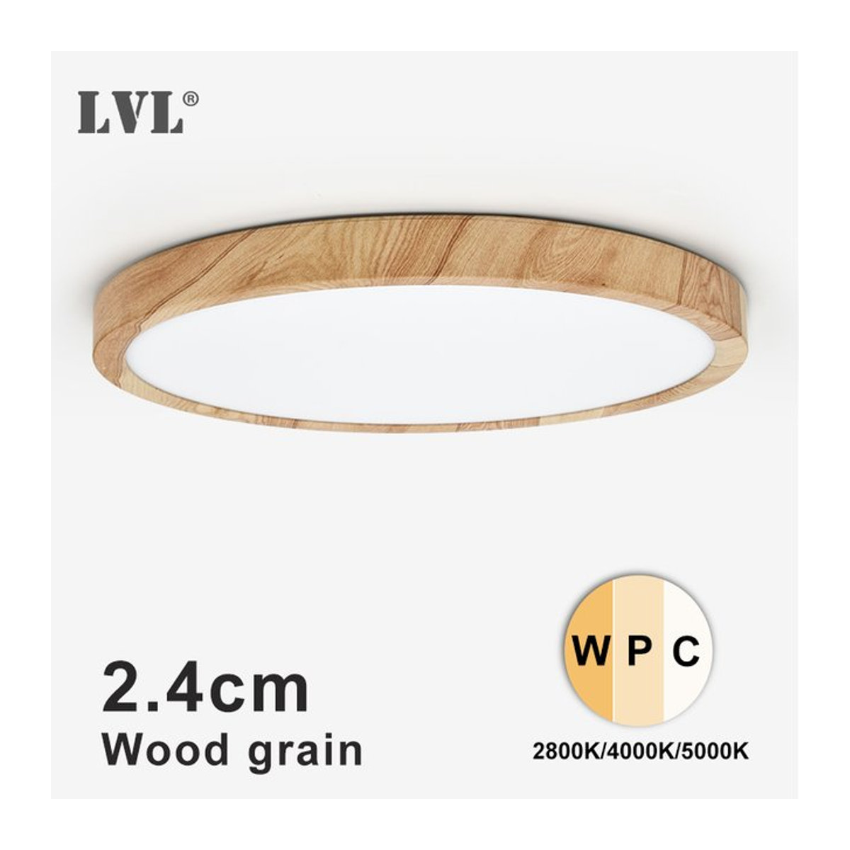 Moderne LED-Deckenleuchte von LVL in Natur und Braun mit Holzoptik und 3-Farben-Beleuchtung - Bild 1