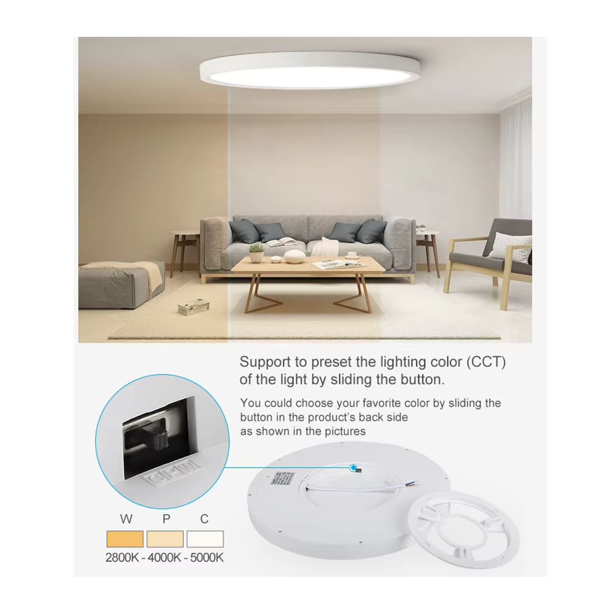 Moderne LED-Deckenleuchte von LVL in Natur und Braun mit Holzoptik und 3-Farben-Beleuchtung - Bild 2