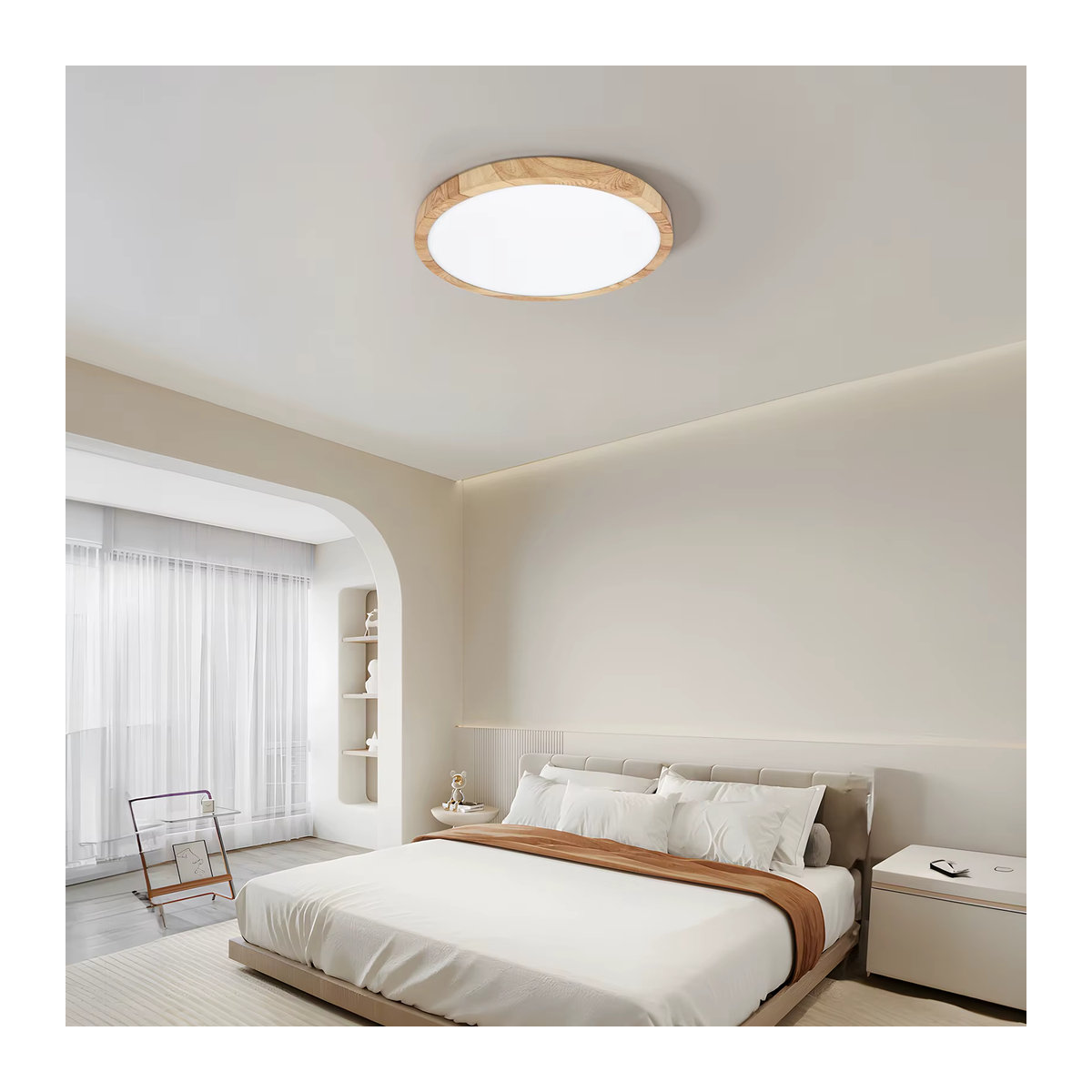 Moderne LED-Deckenleuchte von LVL in Natur und Braun mit Holzoptik und 3-Farben-Beleuchtung - Bild 3