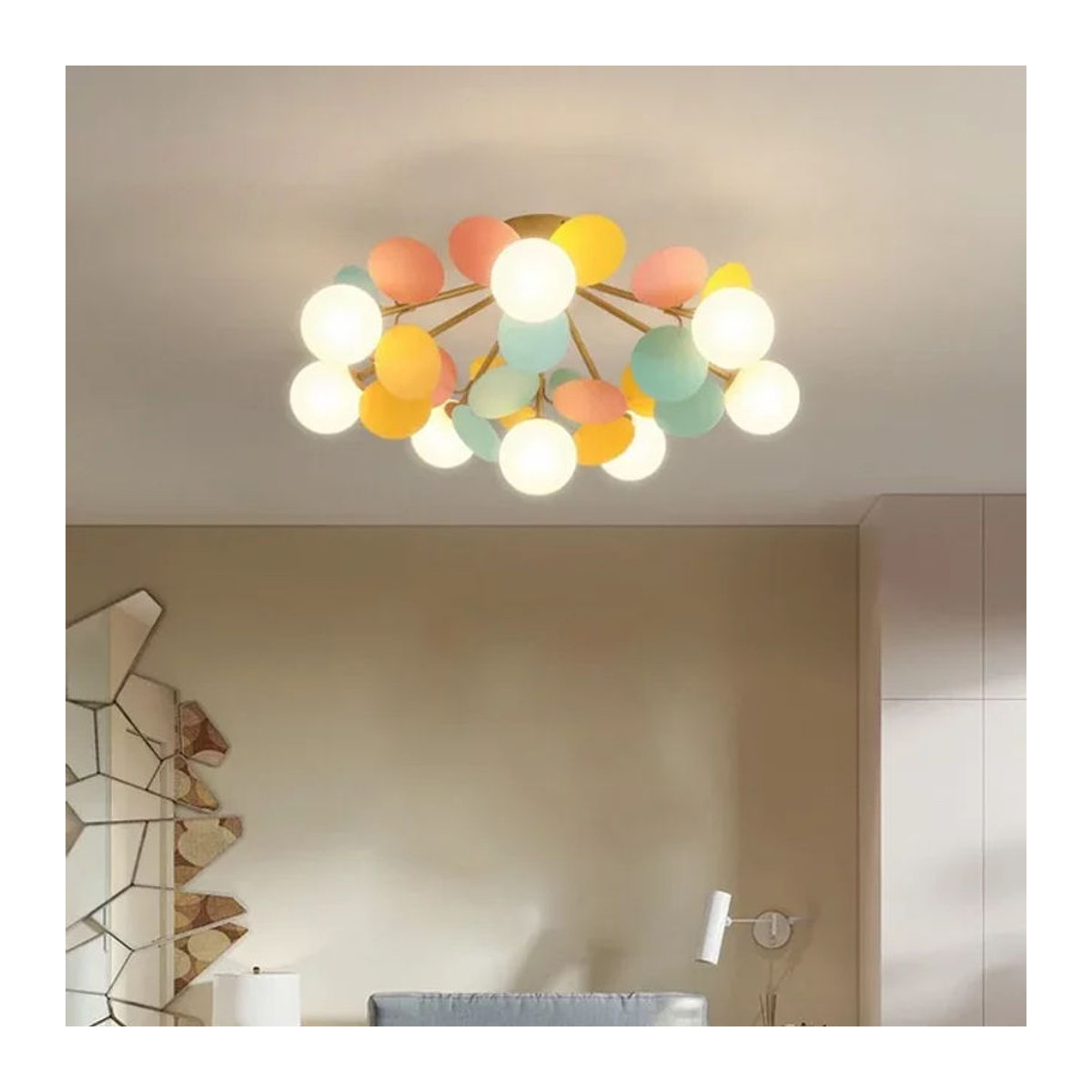 Moderne LED Deckenleuchte ZIMULONG mit bunten Glaskugeln als Kronleuchter für Kinderzimmer und Schlafzimmer - Bild 1