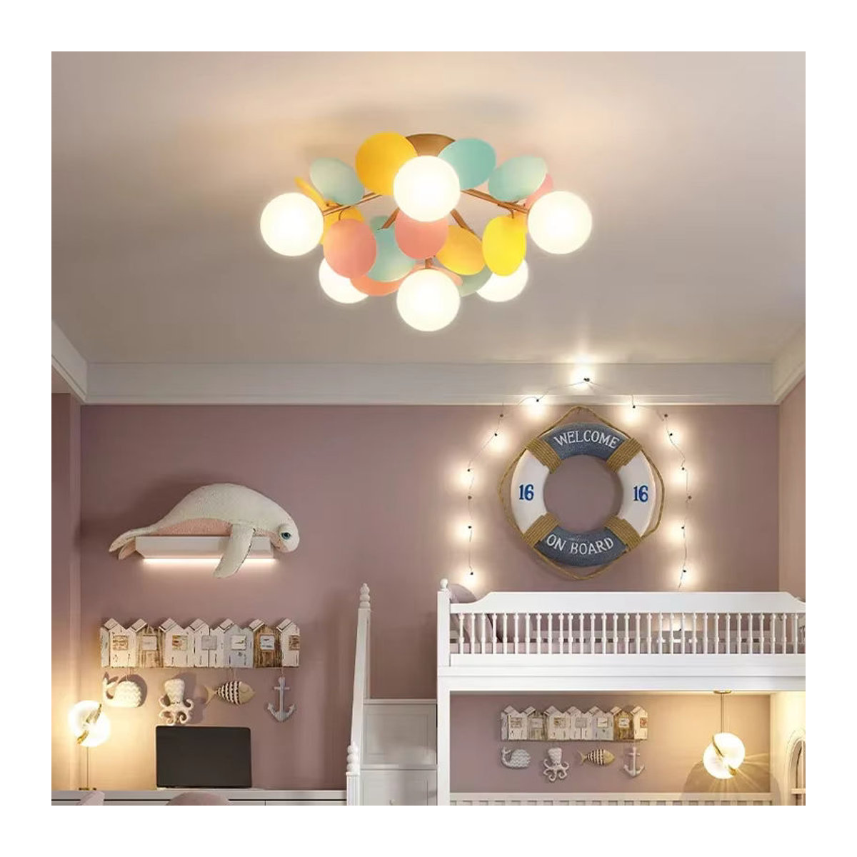 Moderne LED Deckenleuchte ZIMULONG mit bunten Glaskugeln als Kronleuchter für Kinderzimmer und Schlafzimmer - Bild 2