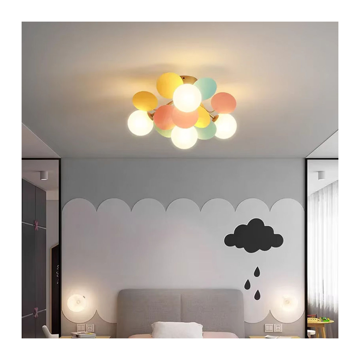 Moderne LED Deckenleuchte ZIMULONG mit bunten Glaskugeln als Kronleuchter für Kinderzimmer und Schlafzimmer - Bild 3