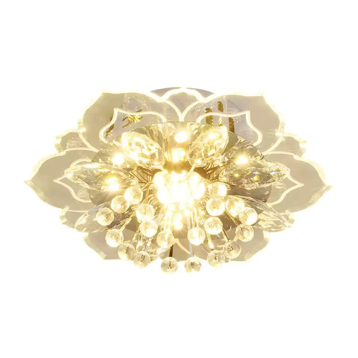 Moderne LED Kristall Deckenleuchte in Blumenform von SUNMEIYI in Silber mit Glas-Elementen - Bild 2