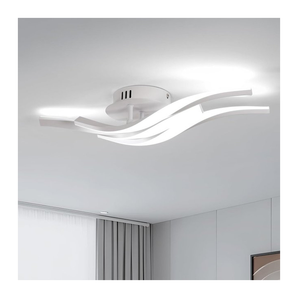 Moderne LED-Pendelleuchte aus Aluminium in Weiß mit 24W und 2700LM, Kaltweiß, Länge: 52 cm - Bild 1