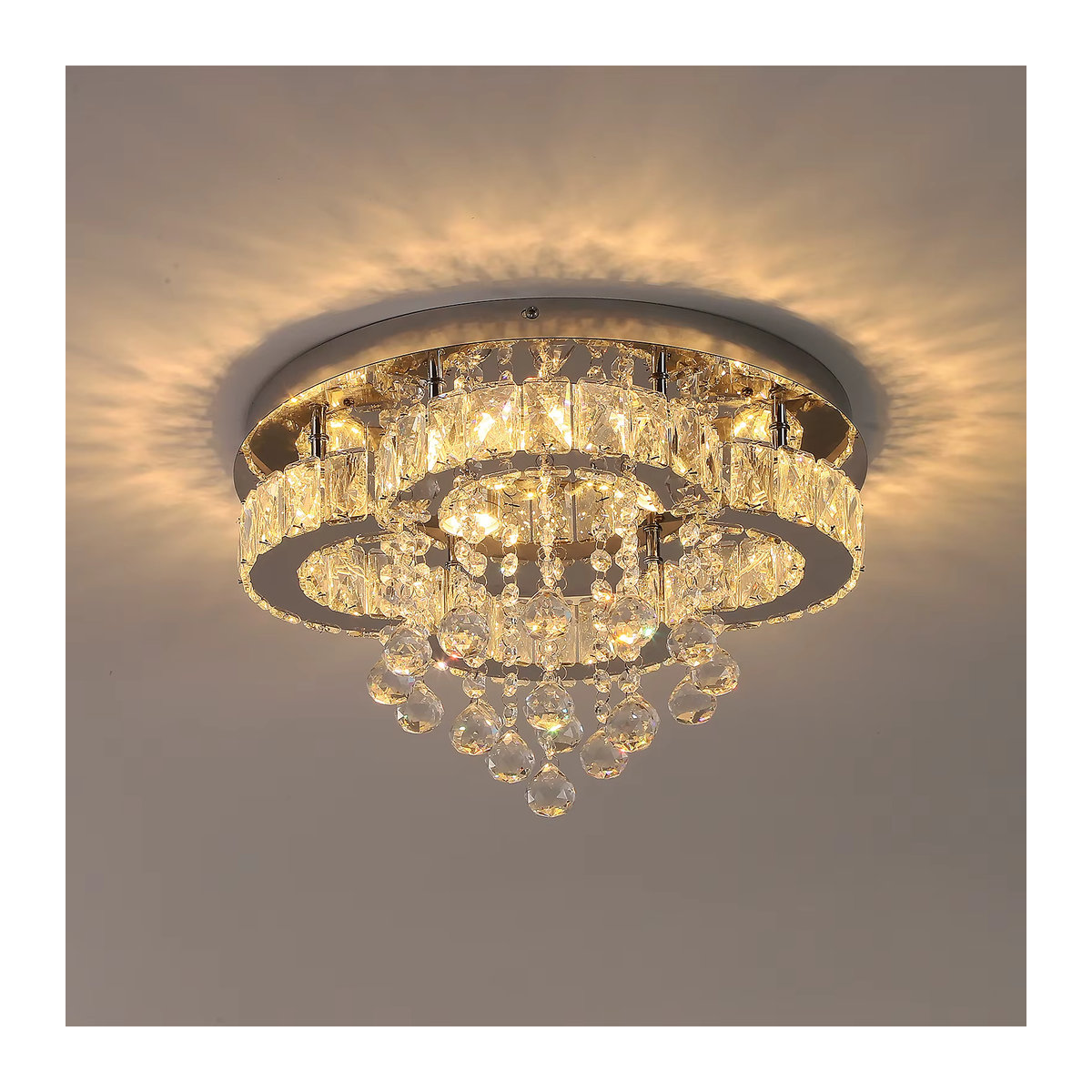 Moderne LED Pendelleuchte aus Glas und Kristall von GreeLustr in Chrom - Bild 3