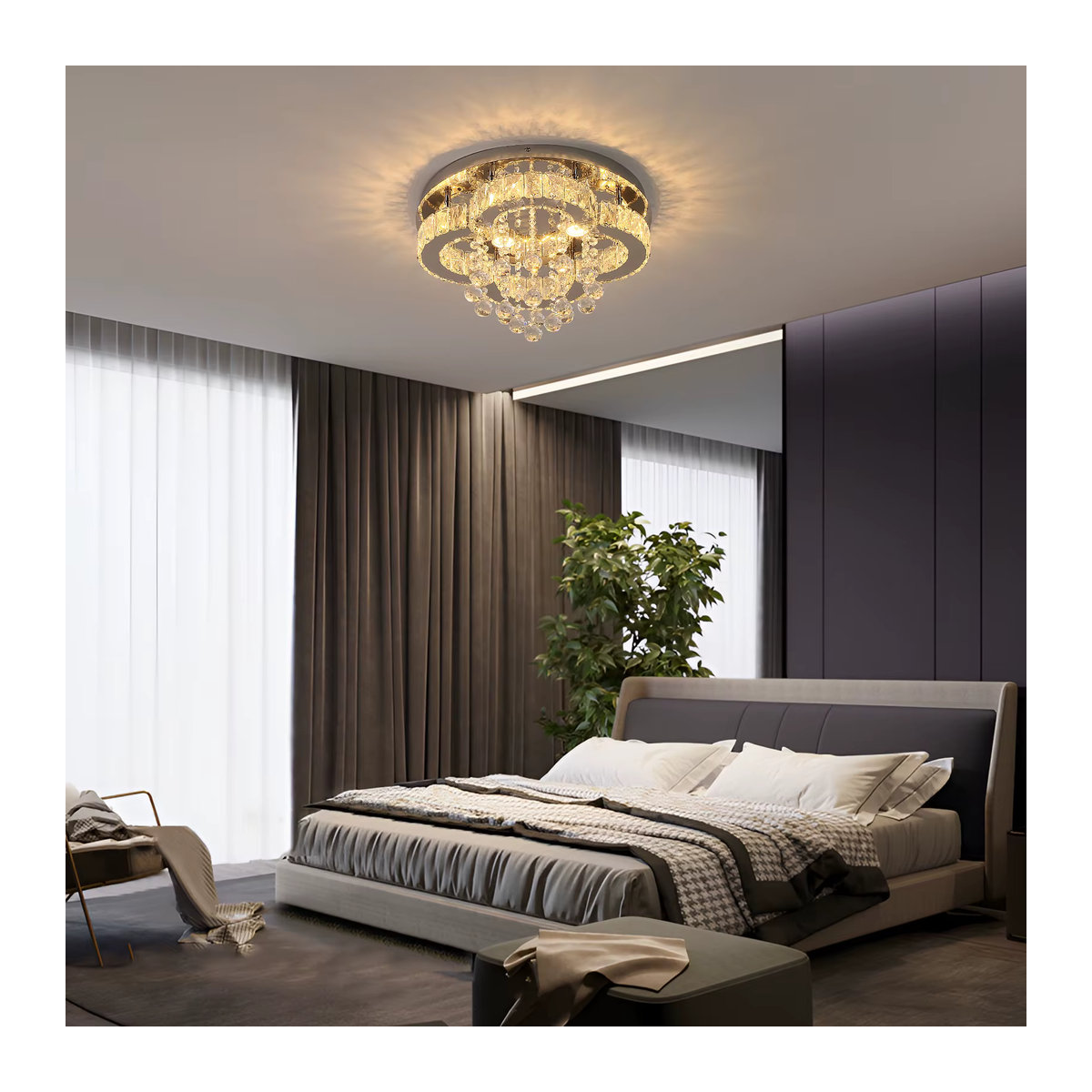 Moderne LED Pendelleuchte aus Glas und Kristall von GreeLustr in Chrom - Bild 4