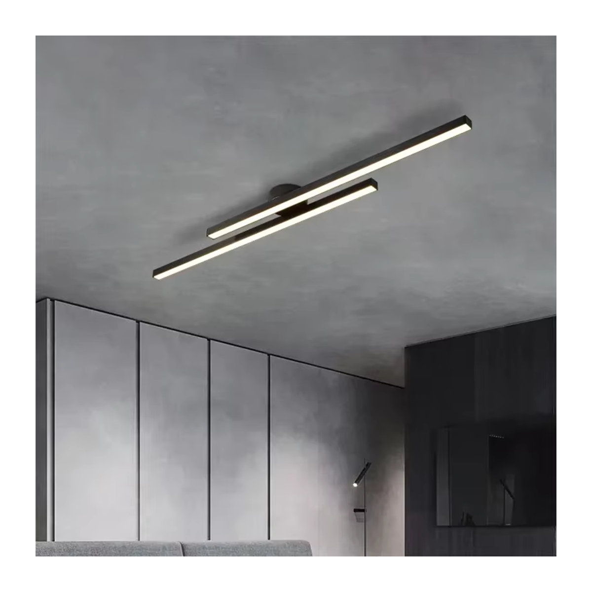 Moderne LED-Pendelleuchte DARHYN in Schwarzgold mit warmweißem Licht - Bild 3