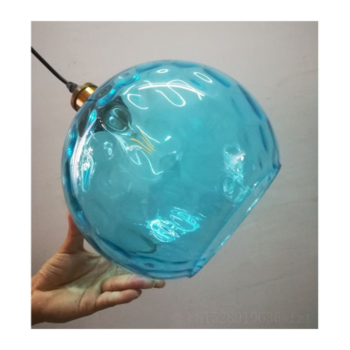 Moderne LED Pendelleuchte Lava Ball aus blauem Glas - Bild 1