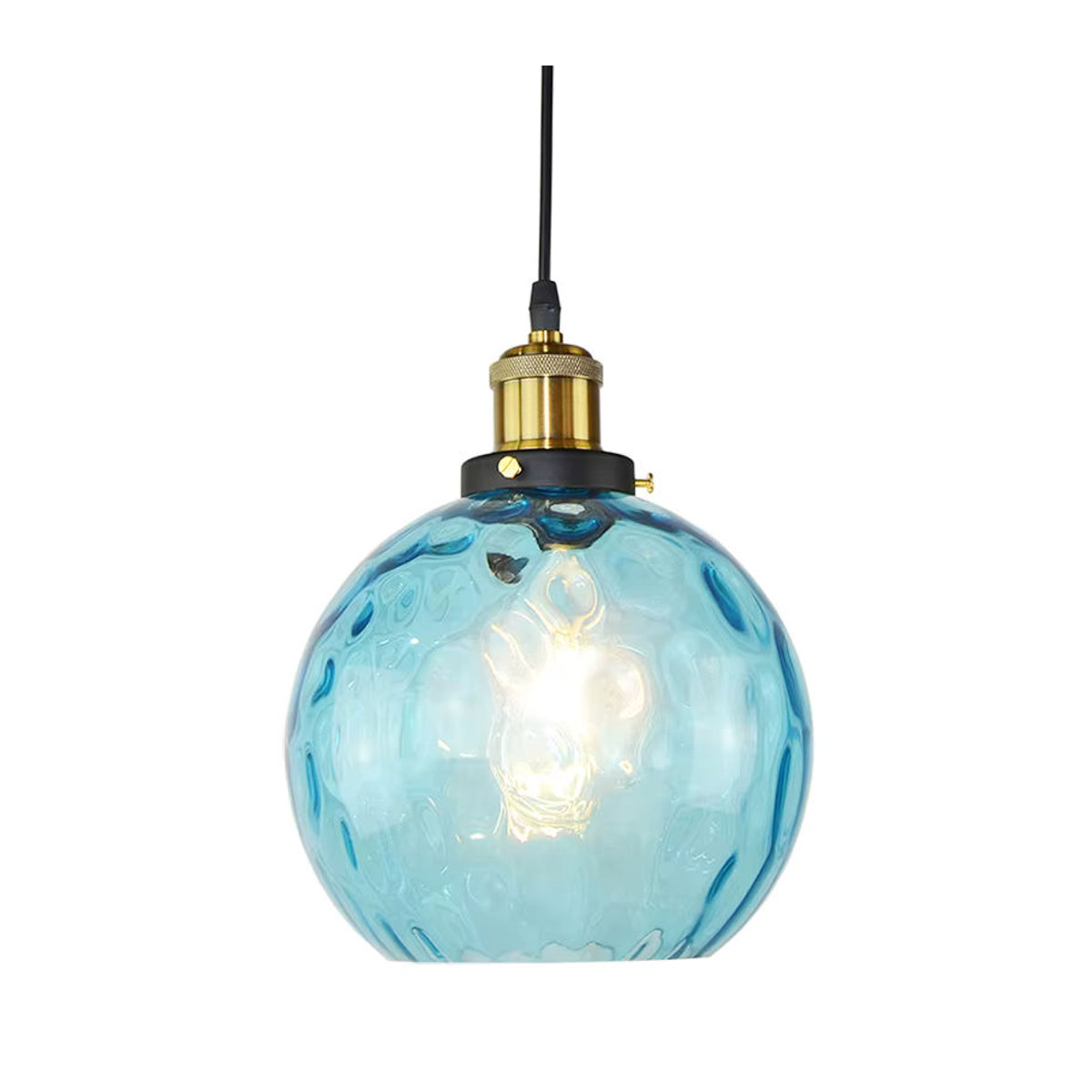 Moderne LED Pendelleuchte Lava Ball aus blauem Glas - Bild 2