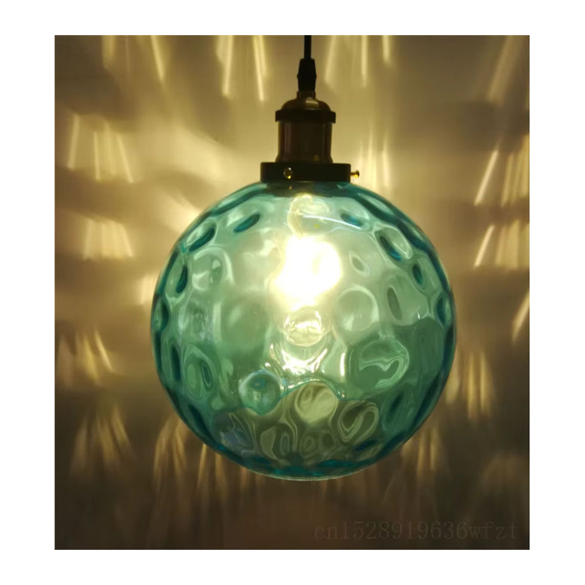 Moderne LED Pendelleuchte Lava Ball aus blauem Glas - Bild 4