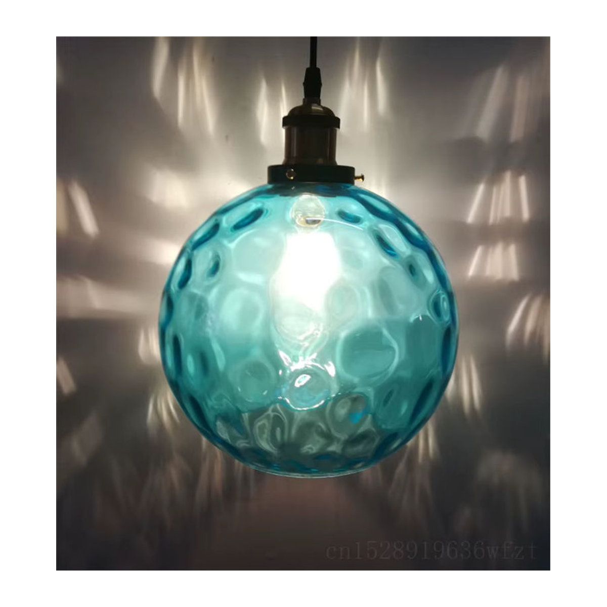 Moderne LED Pendelleuchte Lava Ball aus blauem Glas - Bild 5