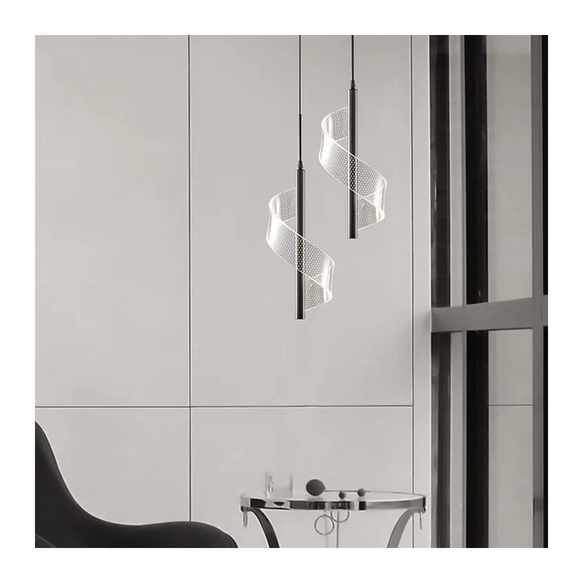 Moderne LED Pendelleuchte von lyfs in Schwarz für Wohnzimmer und Esszimmer - Bild 2